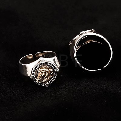 Retro War Horse Pattern Alloy Cuff Rings for Men FS-WGC2812-02-1