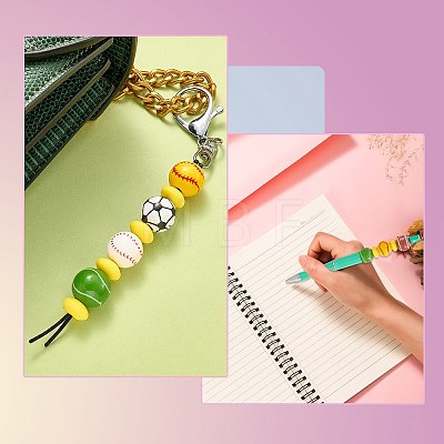 100Pcs 4 Styles Sport Theme Printed Wood European Beads WOOD-SZ0001-31-1