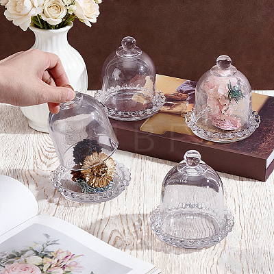 Glass Cake Tray with Dome AJEW-WH0481-557-1