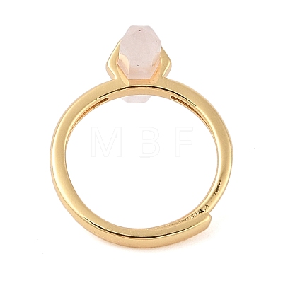 Double Pointed Hexagonal Prism Natural Rose Quartz Adjustable Rings for Women RJEW-G327-01G-04-1