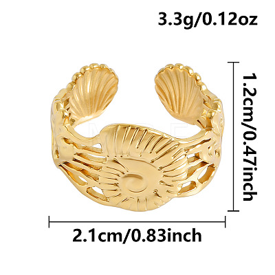 Ocean Animals 304 Stainless Steel Cuff Open Rings OU3325-14-1