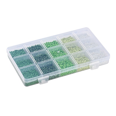 DIY 15 Grids ABS Plastic & Glass Seed Beads Jewelry Making Finding Beads Kits DIY-G119-02E-1