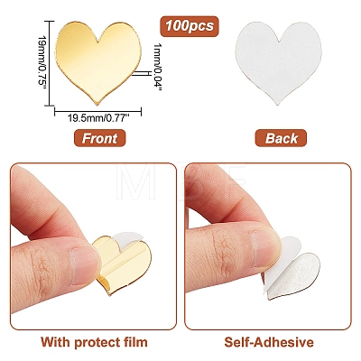   100Pcs Gold Acrylic Mirror Wall Stickers AJEW-PH0004-90D-1