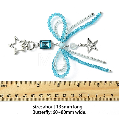 Alloy Glass Chip Pendant Decoration HJEW-FZ00040-1