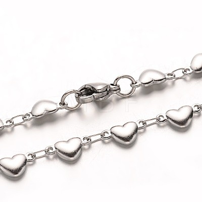 304 Stainless Steel Heart Link Bracelets X-BJEW-M121-03P-1