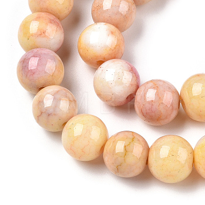 Opaque Crackle Glass Round Beads Strands GLAA-T031-10mm-01P-1