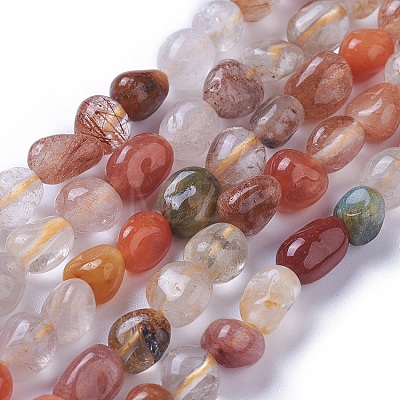 Natural Rutilated Quartz Beads Strands G-P433-09-1