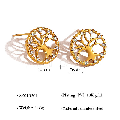 304 Stainless Steel Rhinestone Stud Earrings WGBC621-04-1