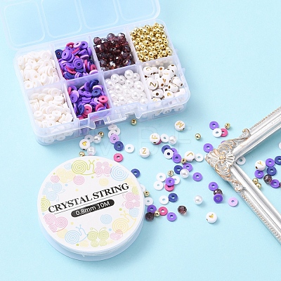 DIY Letter & Imitation Pearl & Heishi Beads Bracelet Making Kit DIY-YW0005-23D-1