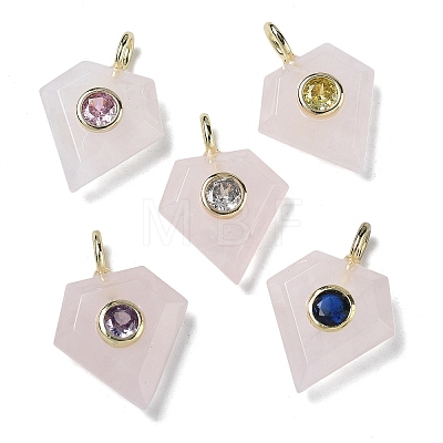 Natural Rose Quartz Faceted Pendants G-F819-03G-07-1