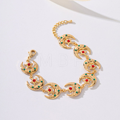 Vintage Bohemian Brass Rhinestone Moon Star Link Bracelets for Women Party Wedding Gift YI1841-3-1