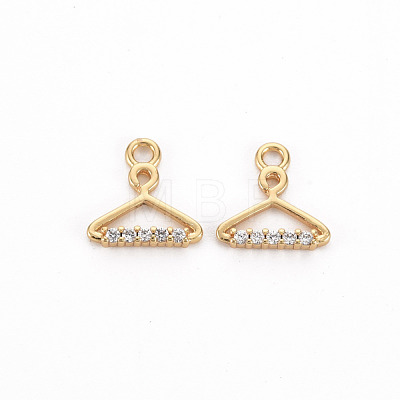 Brass Micro Pave Clear Cubic Zirconia Charms KK-S356-459-NF-1