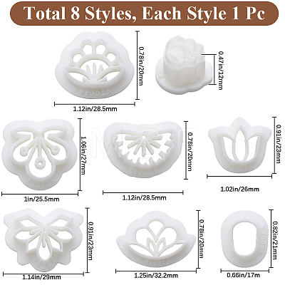 CRASPIRE 7Pcs 7 Styles Flower & Oval Resin Clay Cutters DIY-CP0010-34-1