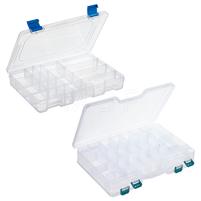 2 Sets 2 Style Removable Rectangle PP Plastic Fishing Tackle Boxes CON-FH0001-45-1