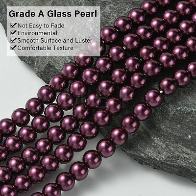 Eco-Friendly Dyed Glass Pearl Beads Strands HY-A008-6mm-RB097-1