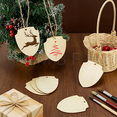 Shield Shape Unfinished Wood Board WOOD-WH0062-57-1