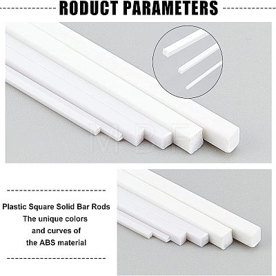 Olycraft ABS Plastic Square Solid Bar Rods DIY-OC0008-27-1
