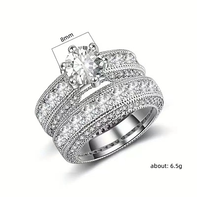 2Pcs Alloy with Crystal Rhinestone Finger Rings for Couple FS-WG6A3A8-03-1