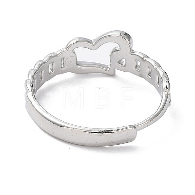 304 Stainless Steel Hollow Heart Adjustable Rings RJEW-D006-19P-1