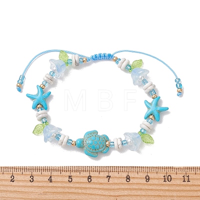 Synthetic Turquoise & Natural Howlite & Imitated Pearl Acrylic Beads Beaided Bead Bracelets BJEW-MZ00343-03-1