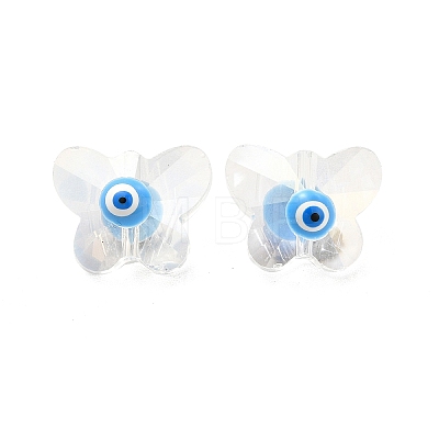 Evil Eye Glass Butterfly Beads G-P485-01A-1