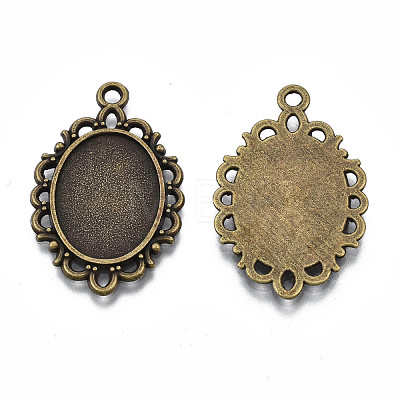 Filigree Wrap Oval Alloy Pendant Cabochon Settings PALLOY-N0088-13AB-NF-1