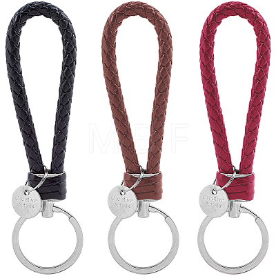 12Pcs 3 Colors PU Leather Knitting Keychains KEYC-CL0001-20A-1