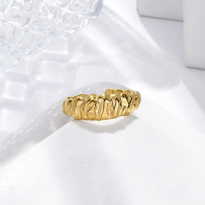 304 Stainless Steel Open Cuff Rings for Women RJEW-M019-34G-1