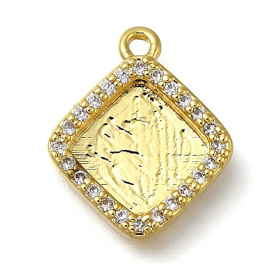 Rack Plating Brass Micro Pave Clear Cubic Zirconia Pendant Cabochon Settings KK-NH0001-19G-1