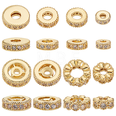   16Pcs 8 Styles Brass Micro Pave Cubic Zirconia Beads KK-PH0005-97-1