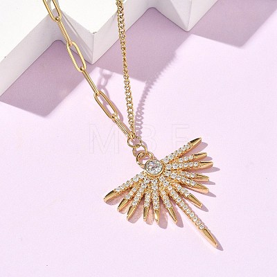304 Stainless Steel Micro Pave Clear Cubic Zirconia Pendant Necklaces for Women LS-NJEW-Z103-01G-06-1