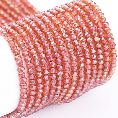 Electroplate Glass Beads Strands X-EGLA-F149-FR-01-1