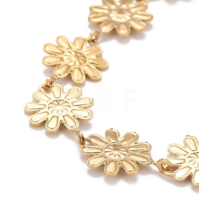 Enamel Daisy Link Chains Bracelet BJEW-P271-01G-05-1