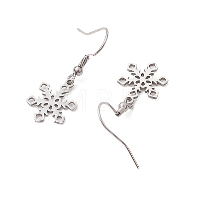 Non-Tarnish Hollow Christmas Snowflake 201 Stainless Steel Dangle Earrings for Women EJEW-JE05875-1