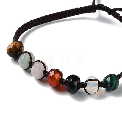 Rondelle Natural & Synthetic Random Mixed Gemstone Braided Bead Bracelets BJEW-H239-03A-1