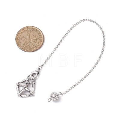 Non-Tarnish Stainless Steel Braided Chain Macrame Pouch Empty Stone Holder Dowsing Pendulums PALLOY-JF02738-01-1