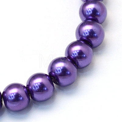 Baking Painted Pearlized Glass Pearl Round Bead Strands HY-Q330-8mm-76-1