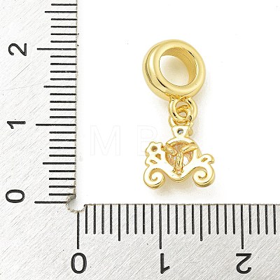 Rack Plating Brass Pave Colorful Cubic Zirconia Pumpkin Cart European Dangle Charms KK-Z067-38G-1