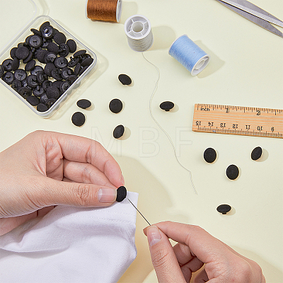 80Pcs 1-Hole Silk & Plastic Shank Buttons FIND-FH0008-90A-1