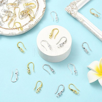 40Pcs 4 Colors Brass Micro Pave Clear Cubic Zirconia Hoop Earring Findings KK-CJ0003-97-1