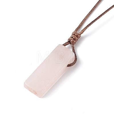 Natural Rose Quartz Nugget Pendant Necklace with Waxed Cord for Women NJEW-F306-01G-1