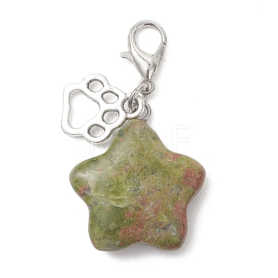 Star Natural & Synthetic Mixed Stone Pendant Decorations HJEW-JM04667-1