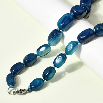 Dyed Natural Agate Cuboid Graduated Beaded Necklaces with Alloy Clasps NJEW-C113-01H-1