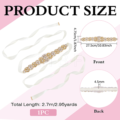 1Pc Crystal Rhinestone Flower Polyester Belts for Wedding Dress AJEW-FG0005-77G-1