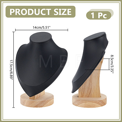 Bust PU Leather & Wooden Necklace Display Stands NDIS-WH0020-02A-02-1