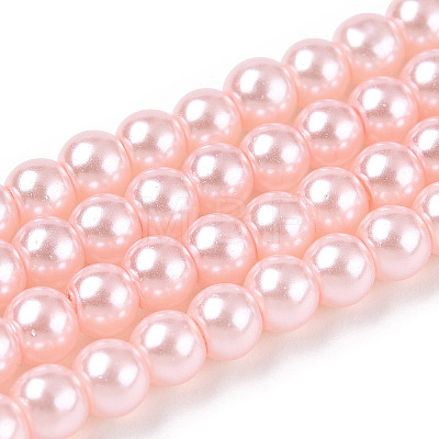 Baking Painted Pearlized Glass Pearl Round Bead Strands HY-Q003-4mm-05-1