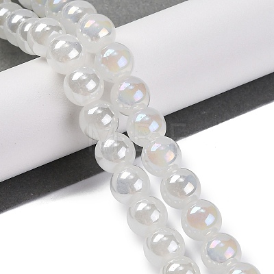 Imitation Jade Glass Round Beads Strands GLAA-A016-01E-1