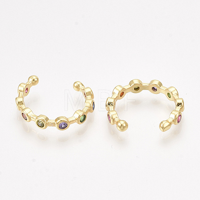 Brass Cubic Zirconia Cuff Earrings EJEW-S201-183-1