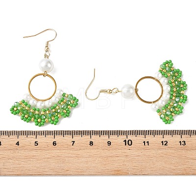 Glass Braided Beads Dangle Earrings EJEW-MZ00747-01-1