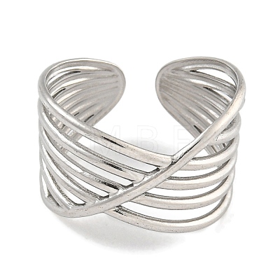 304 Stainless Steel Open Cuff Ring for Women RJEW-U014-11P-1